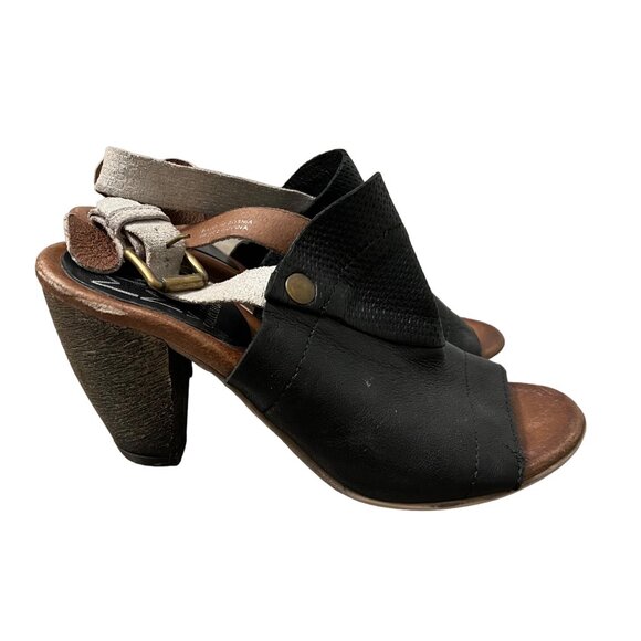 Miz Mooz Black Leather Millicent Slingback Open Toe Heel Sandals Size 9 - Picture 6 of 9